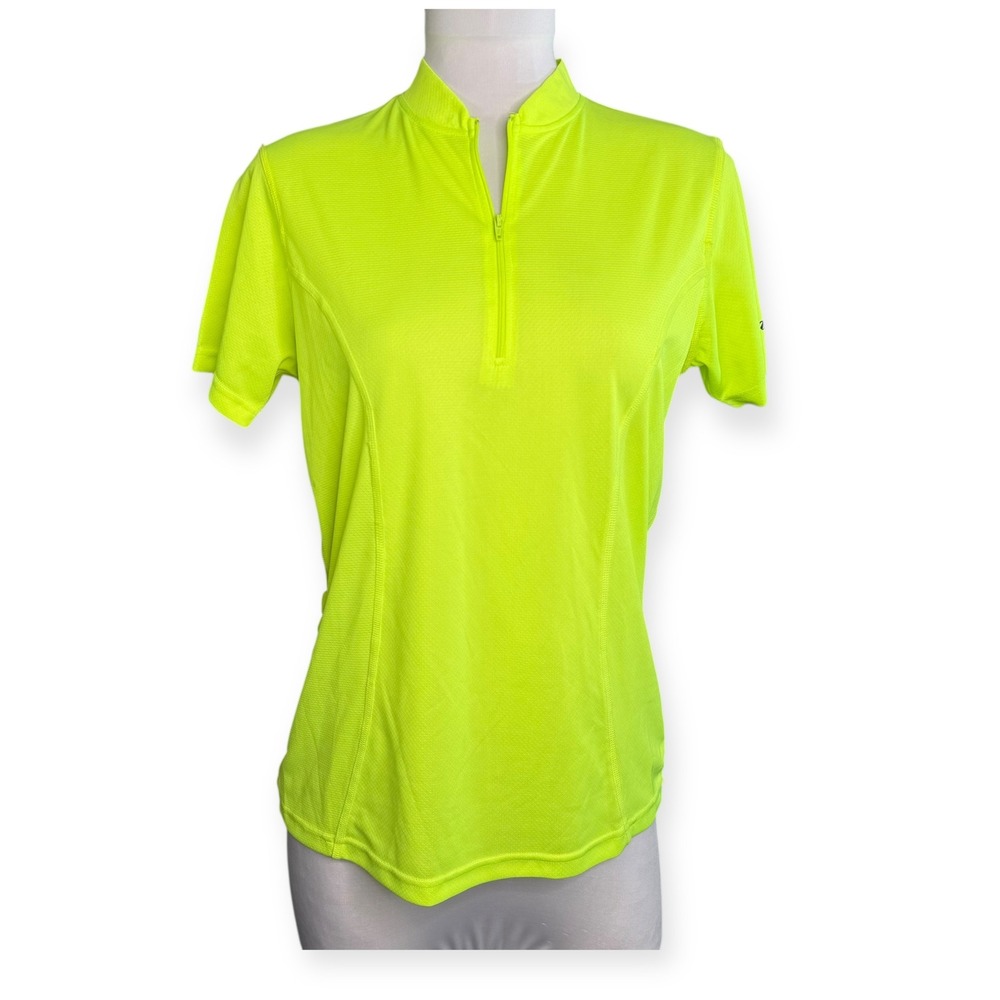Canari San Diego CA Women's‎ L Neon Yellow Short Sleeve Cycling Jersey Top